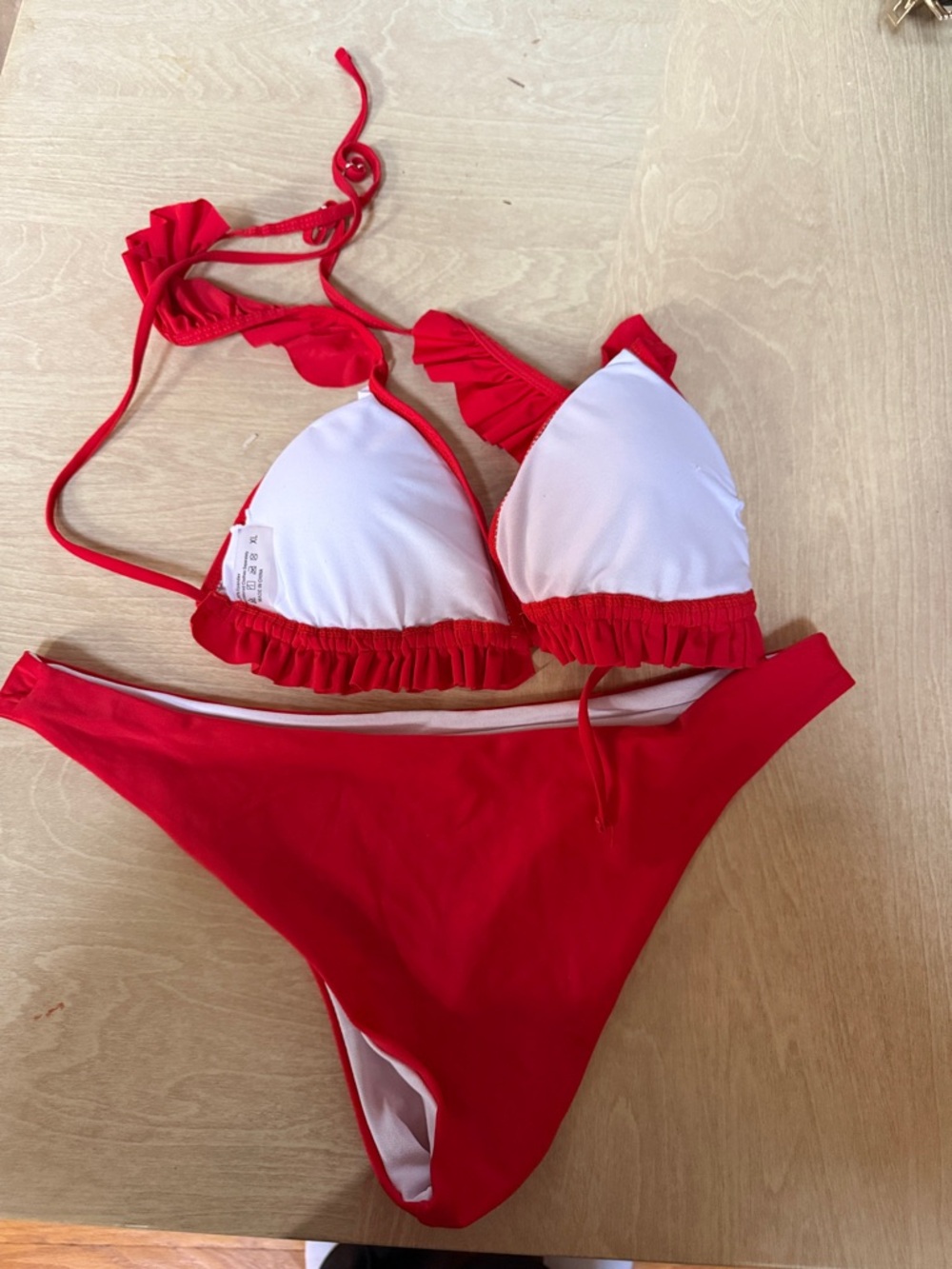 H&M Red Ruffle Triangle Bikini - Picture 2 of 3